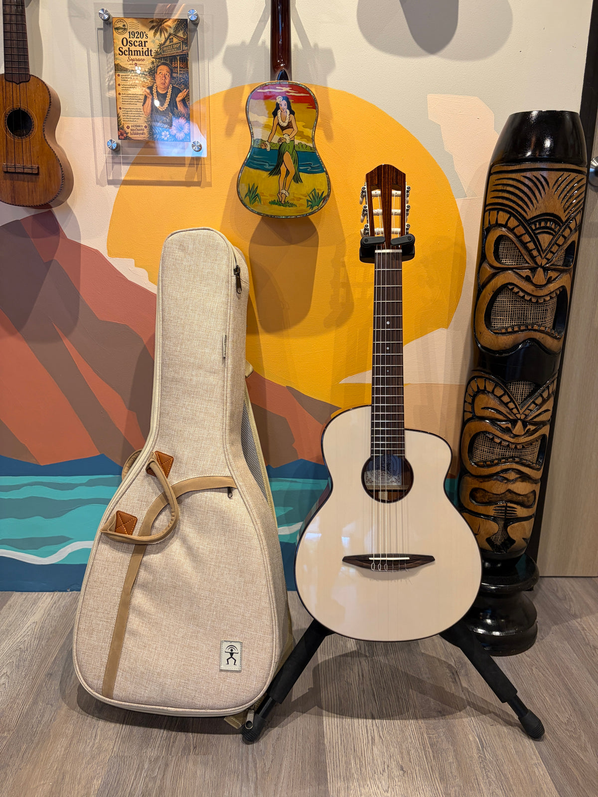 aNueNue Nino 520 Nylon Mini Guitar/ 6 Strings Baritone Ukulele White Winter