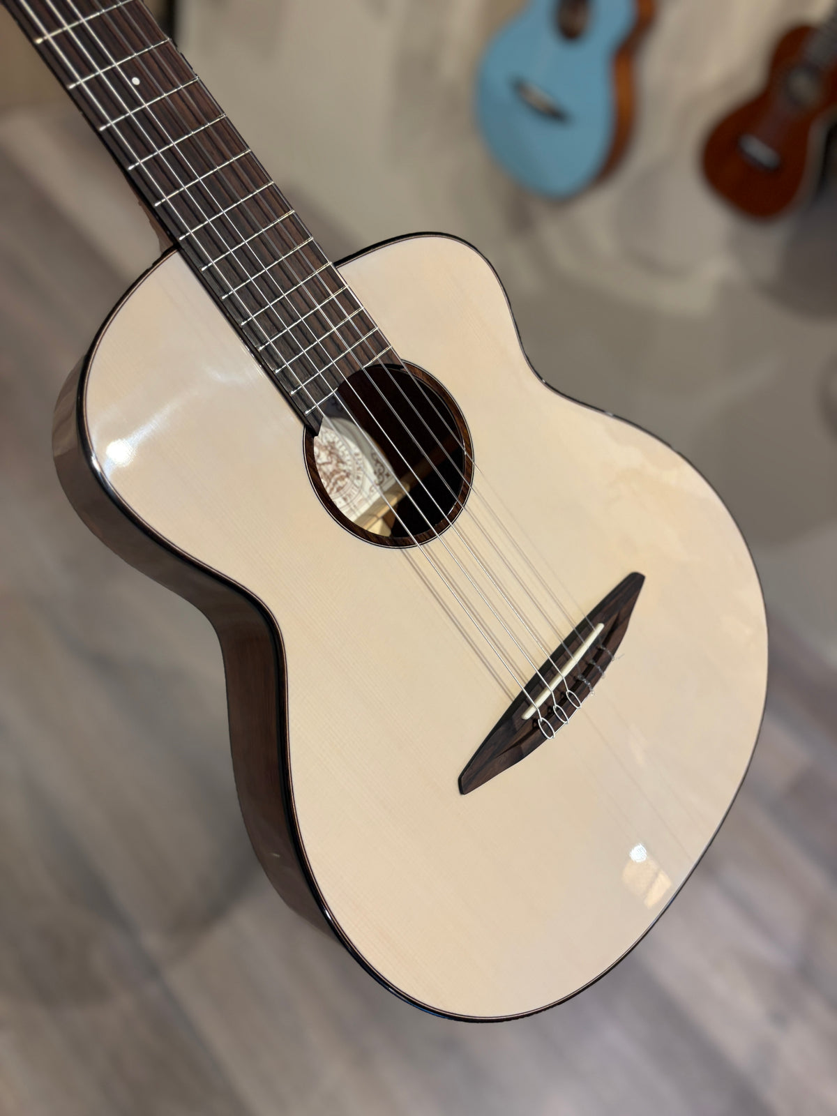 aNueNue Nino 520 Nylon Mini Guitar/ 6 Strings Baritone Ukulele White Winter